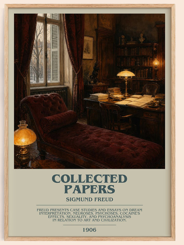 Collected papers bookish book poster by Sigmund Freud – framed literary art print