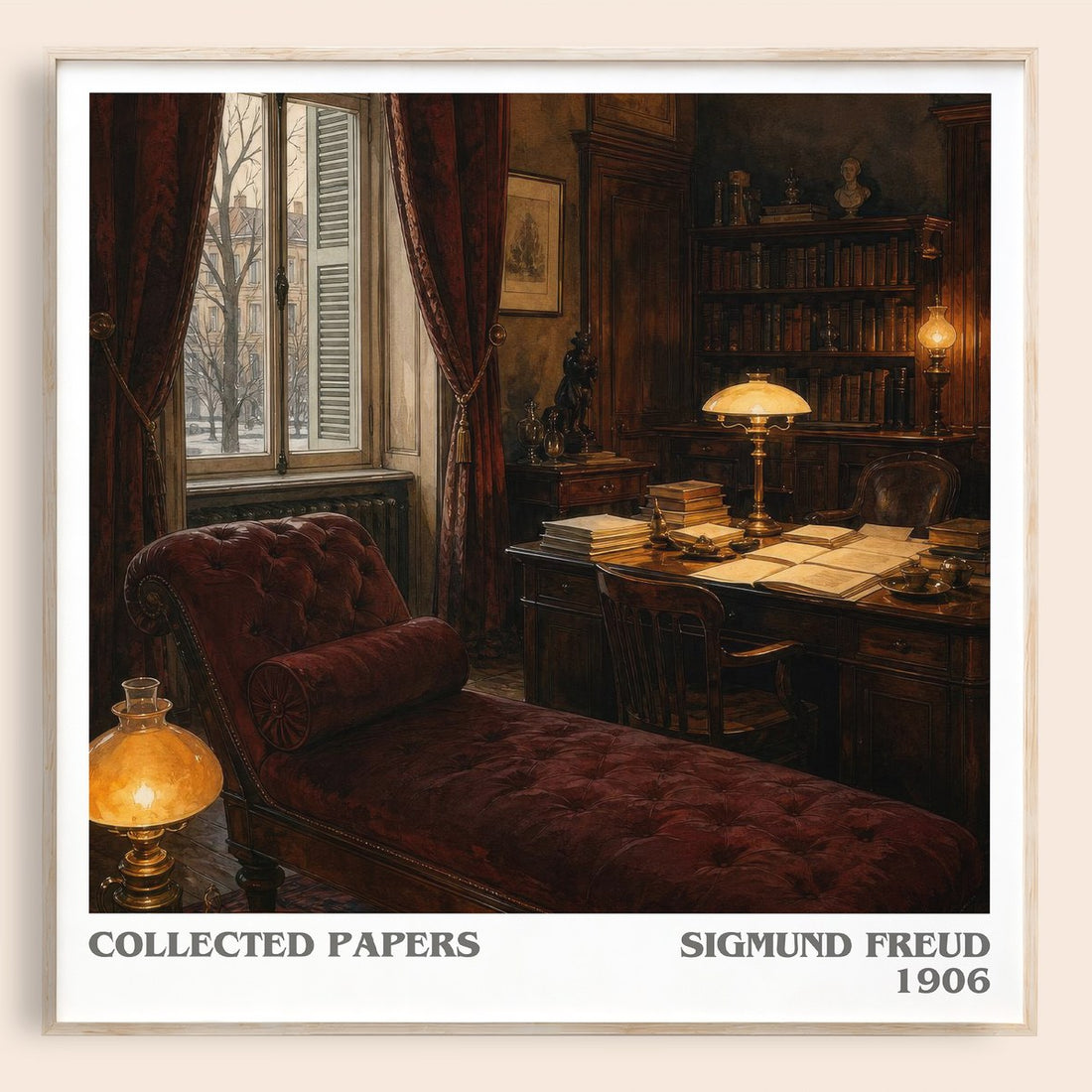 Collected papers literary book poster by Sigmund Freud – framed literary art print