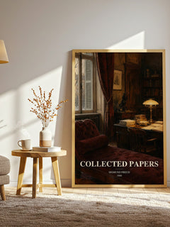 Collected papers watercolour print in frame leaning in hallway – non fiction wall art