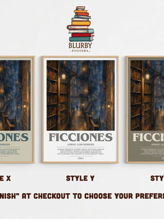 Ficciones bookish print in frame leaning in hallway – literary fiction wall art