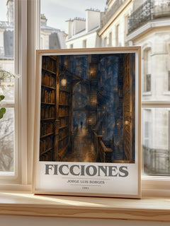 Ficciones book cover poster colour and style options – Jorge Luis Borges book art