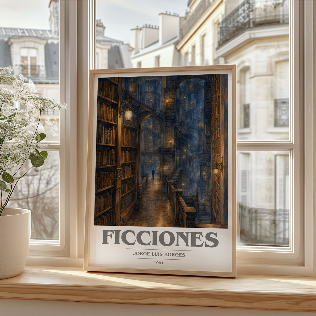 Ficciones book cover poster colour and style options – Jorge Luis Borges book art