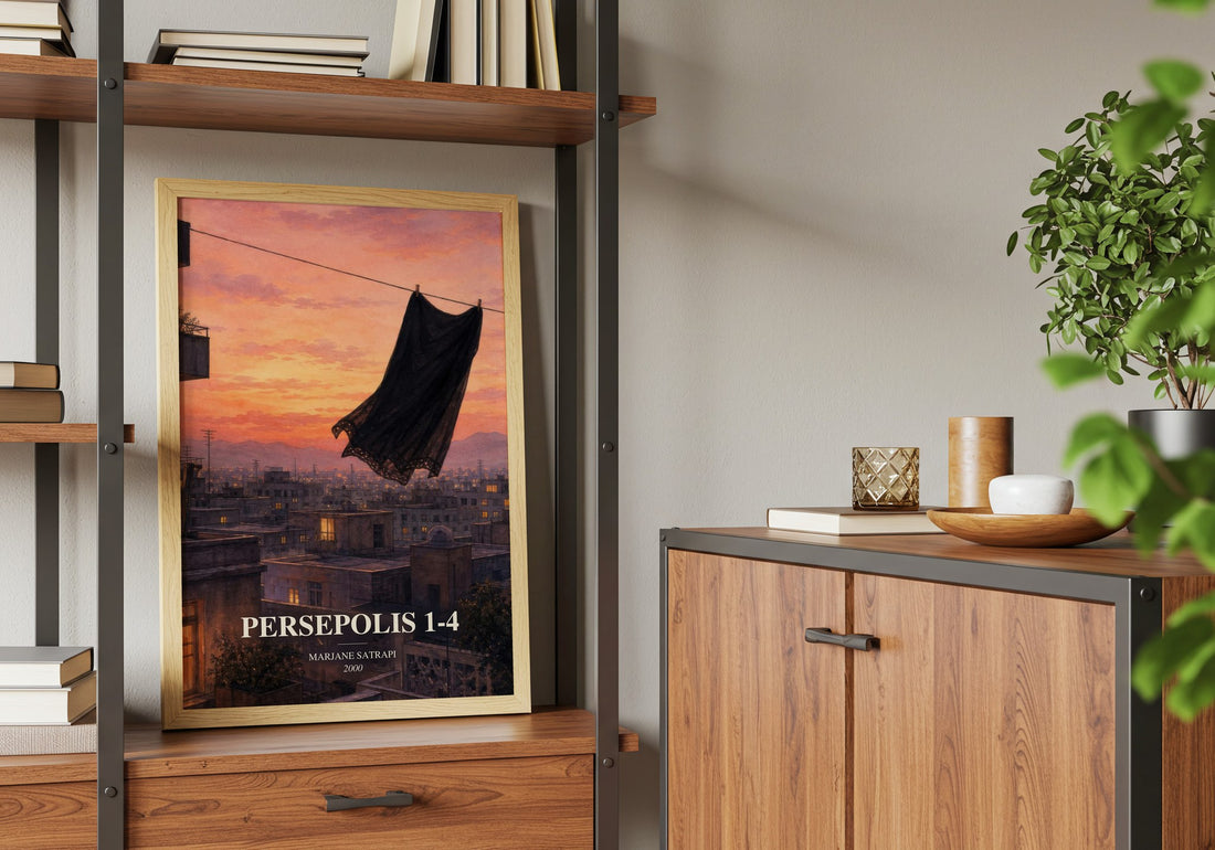 Persepolis 1-4 book watercolour illustration paper finish options – matte satin gloss