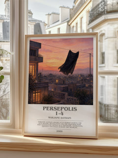 Persepolis 1-4 Bookish Wall Art by Marjane Satrapi – framed print by a bright window