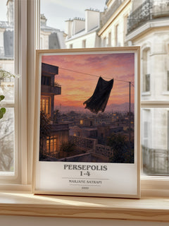 Persepolis 1-4 book cover poster colour and style options – Marjane Satrapi book art