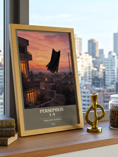 Persepolis 1-4 book cover print framed by window – literary home decor