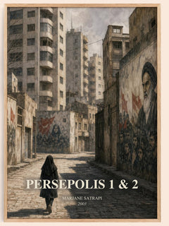 Persepolis 1 & 2 watercolour book poster by Marjane Satrapi – framed literary art print