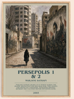 Persepolis 1 & 2 bookish book poster by Marjane Satrapi – framed literary art print