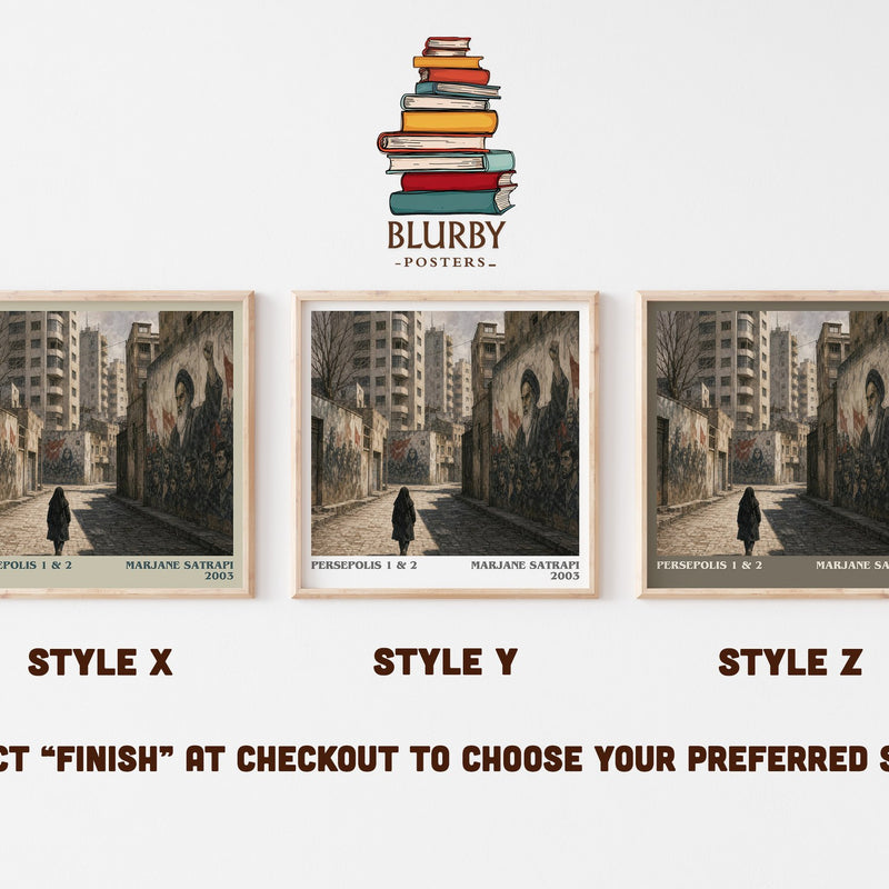 Persepolis 1 & 2 literary print in frame leaning in hallway – memoir wall art
