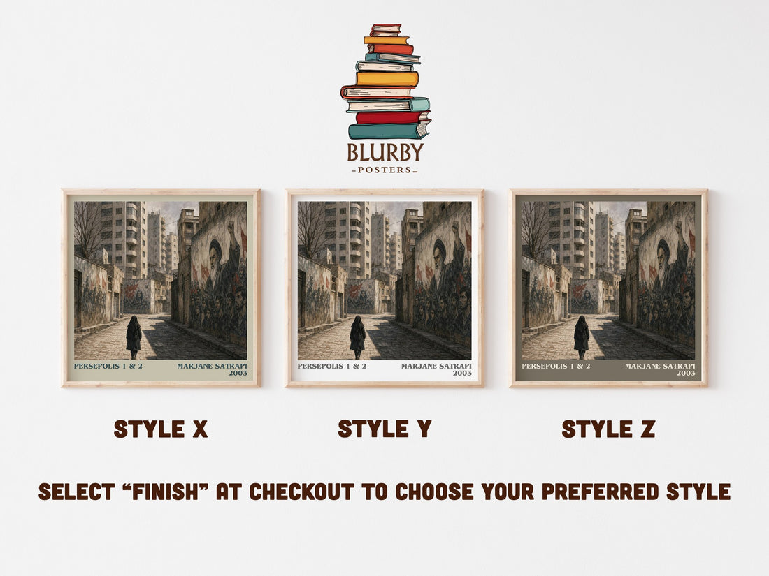 Persepolis 1 & 2 literary print in frame leaning in hallway – memoir wall art (mockup)