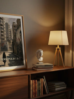 Persepolis 1 & 2 watercolour print on bookshelf – Marjane Satrapi fan gift