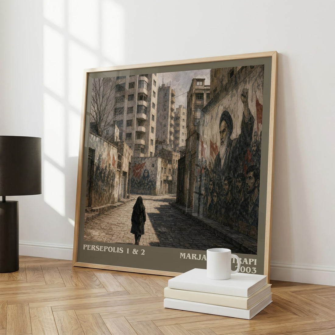 Persepolis 1 & 2 literary print framed by window – literary home decor