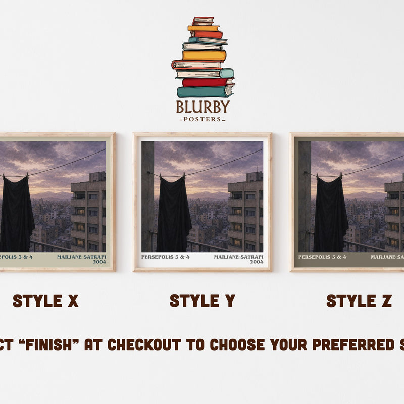 Persepolis 3 & 4 literary print in frame leaning in hallway – memoir wall art