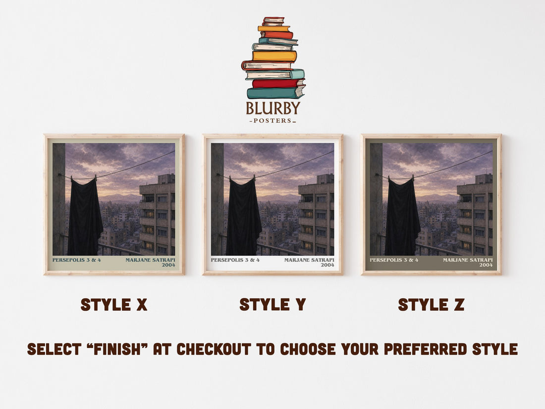 Persepolis 3 & 4 literary print in frame leaning in hallway – memoir wall art (mockup)