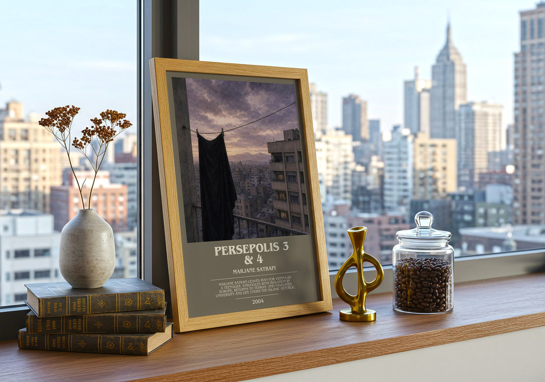 Persepolis 3 & 4 bookish print framed by window – literary home decor