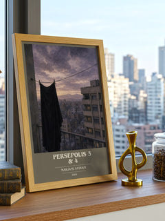 Persepolis 3 & 4 book cover print framed by window – literary home decor