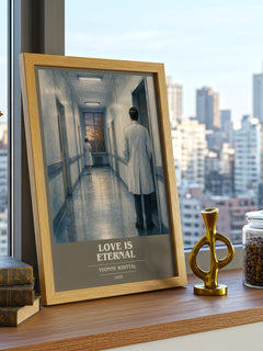 Love is Eternal book cover print framed by window – literary home decor