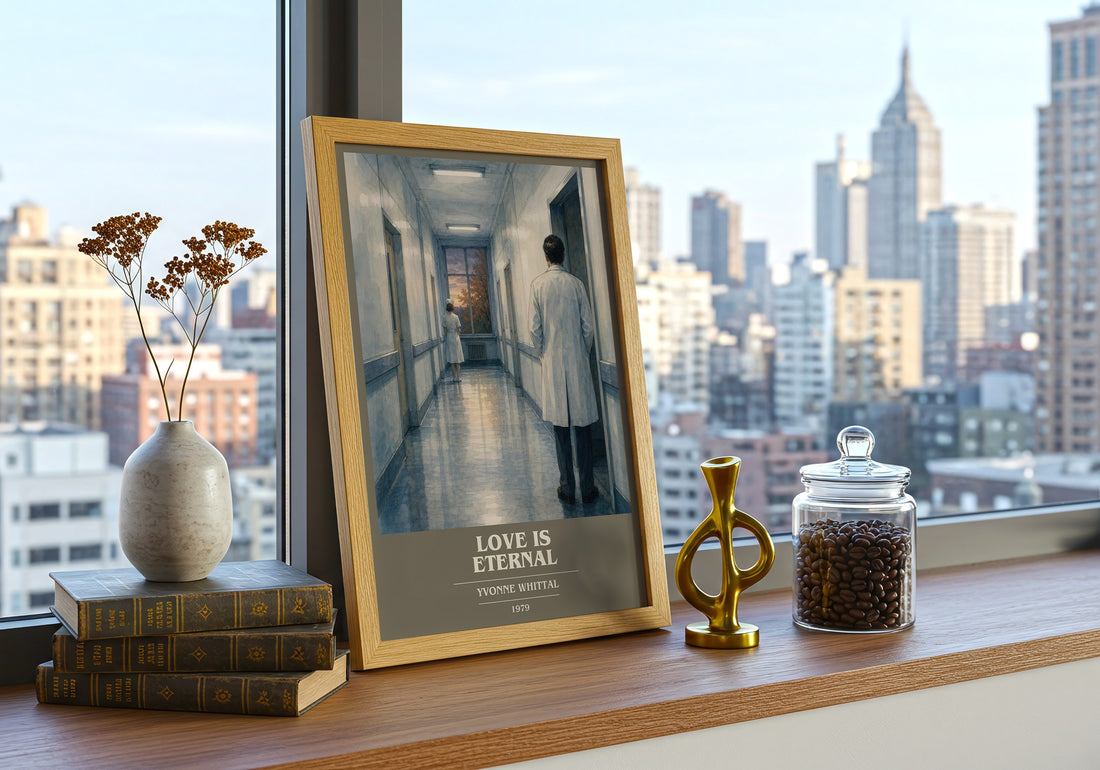 Love is Eternal book cover print framed by window – literary home decor