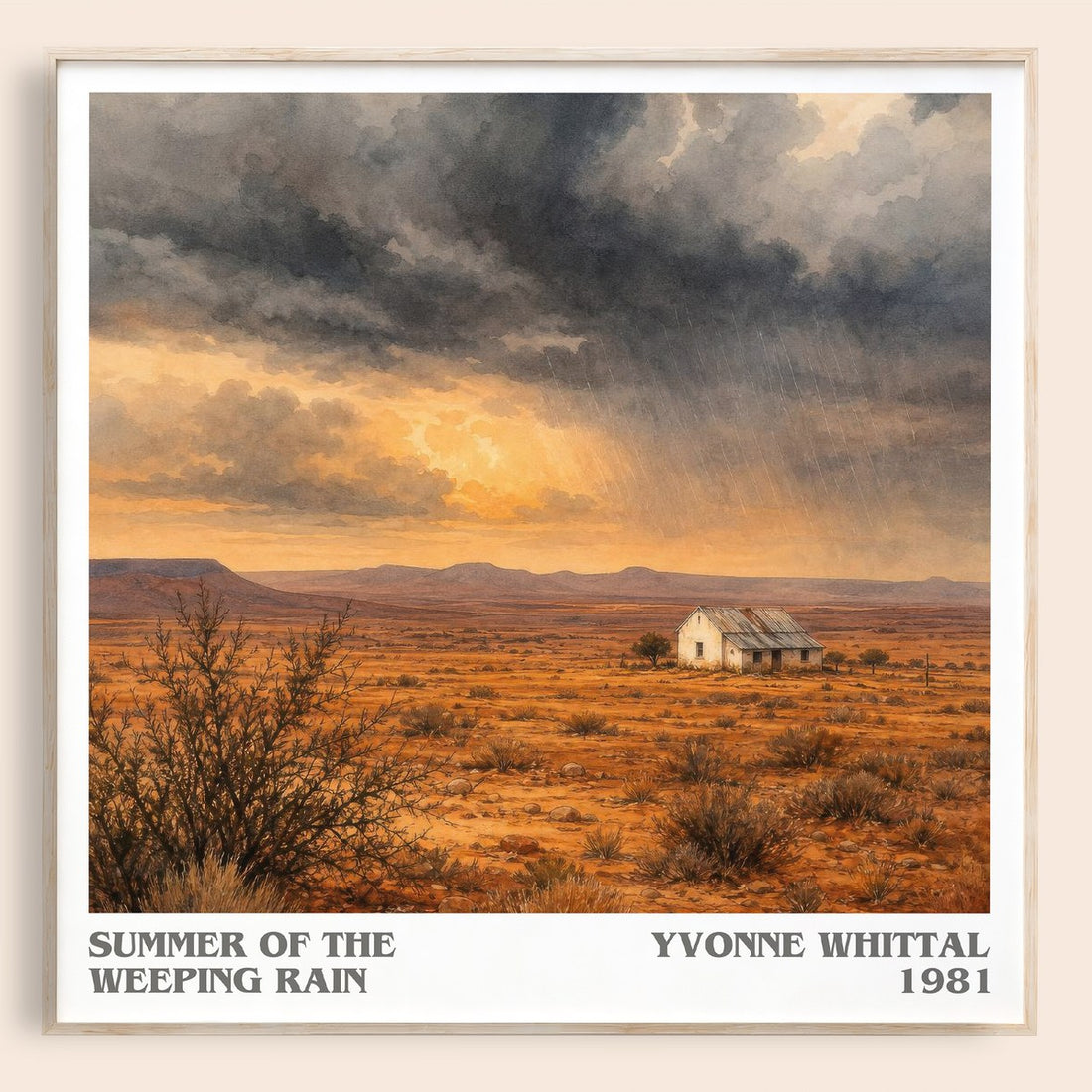 Summer of the Weeping Rain literary book poster by Yvonne Whittal – framed literary art print