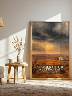 Summer of the Weeping Rain watercolour print in frame leaning in hallway – romance wall art
