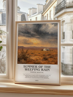 Summer of the Weeping Rain bookish poster colour and style options – Yvonne Whittal book art