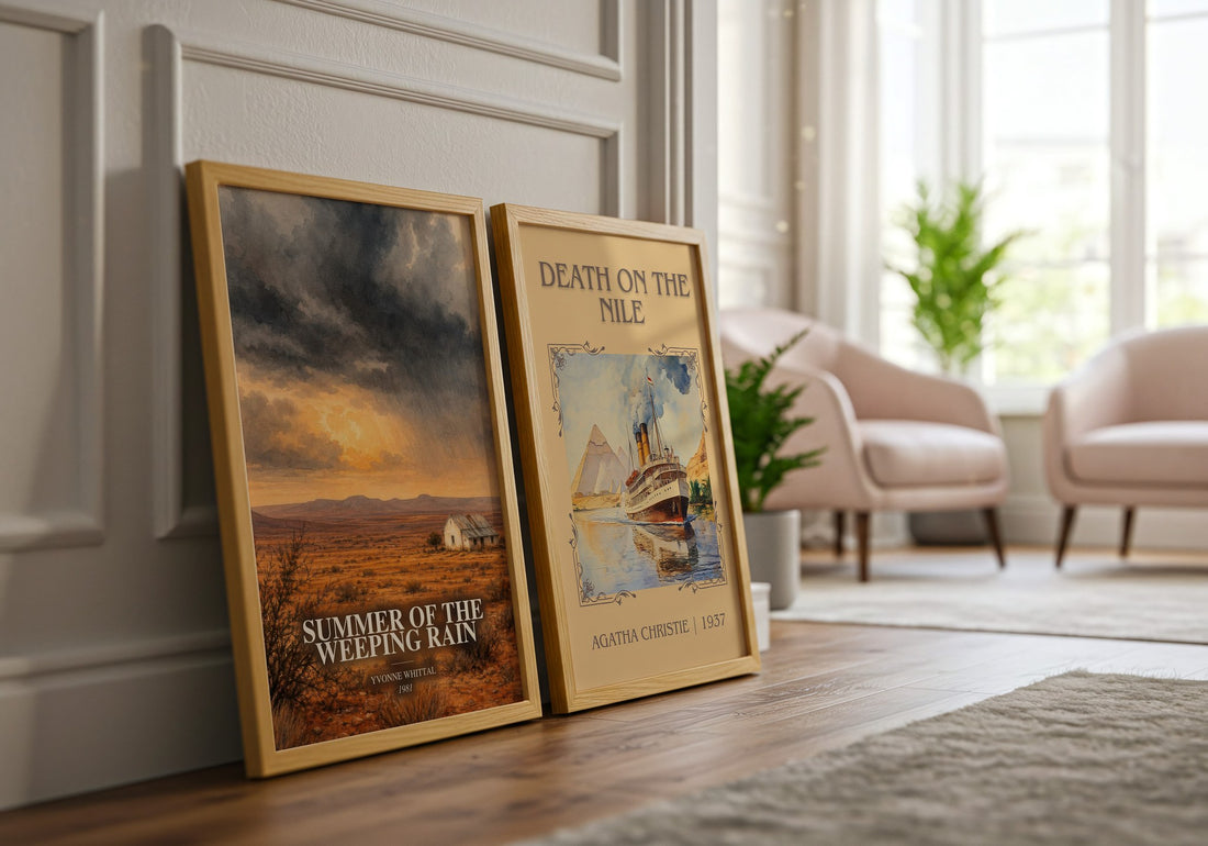 Summer of the Weeping Rain watercolour print framed by window – literary home decor