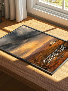 Summer of the Weeping Rain watercolour book poster framed on wall – romance wall art