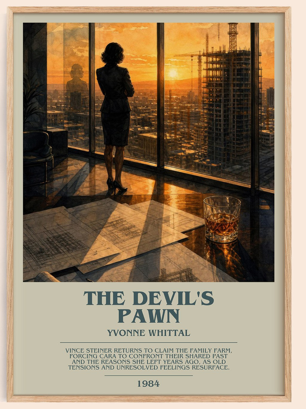 The Devil's Pawn bookish book poster by Yvonne Whittal – framed literary art print