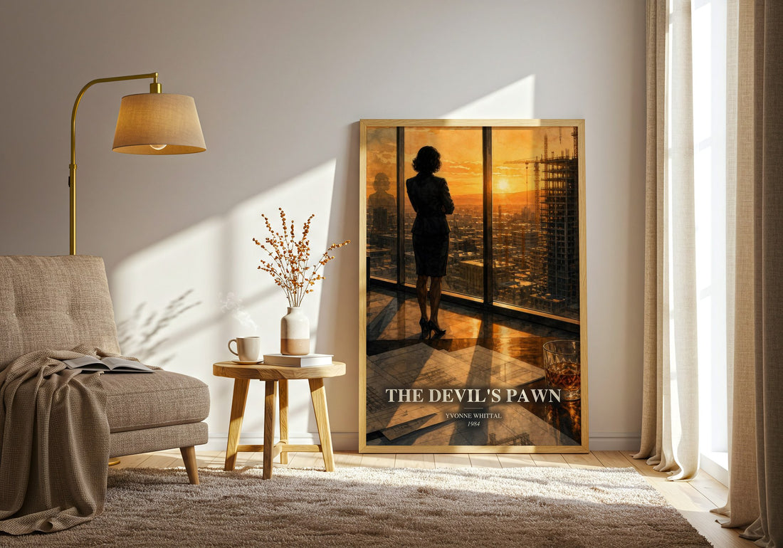 The Devil's Pawn watercolour print in frame leaning in hallway – romance wall art