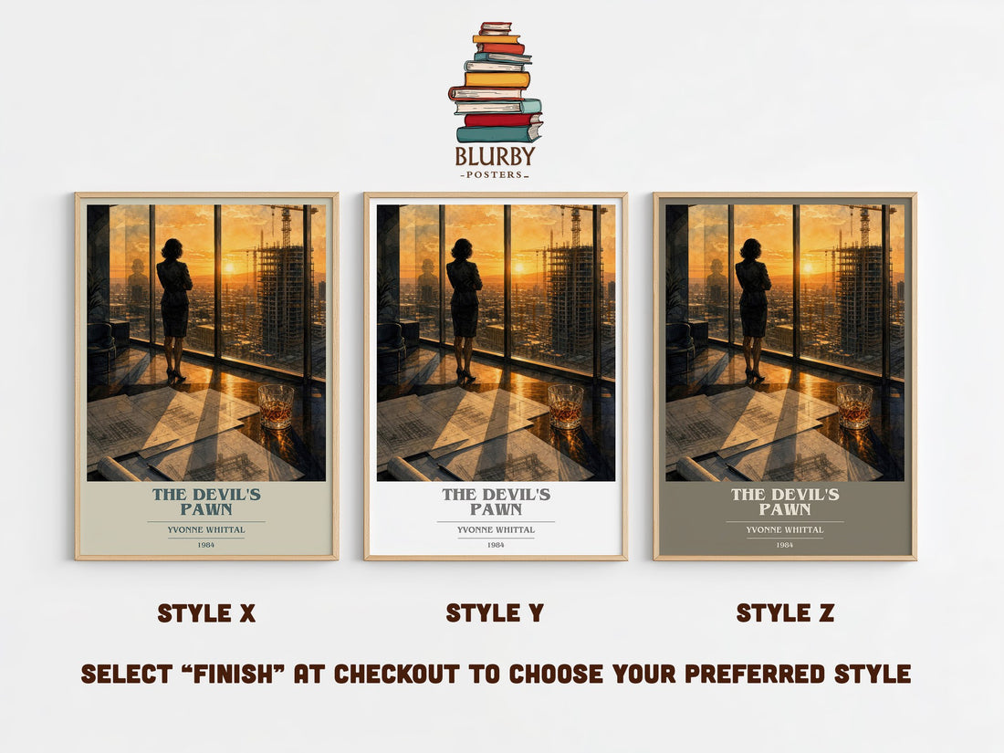 The Devil's Pawn book cover print in frame leaning in hallway – romance wall art (mockup)