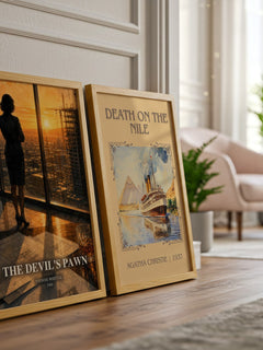 The Devil's Pawn watercolour print framed by window – literary home decor