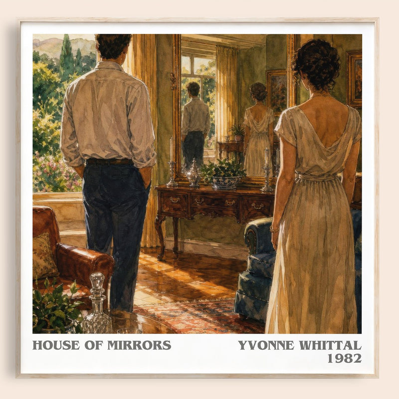 House of Mirrors literary book poster by Yvonne Whittal – framed literary art print