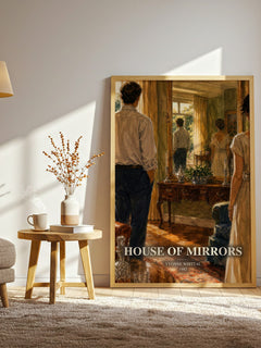 House of Mirrors watercolour print in frame leaning in hallway – romance wall art