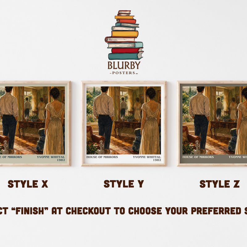 House of Mirrors literary print in frame leaning in hallway – romance wall art