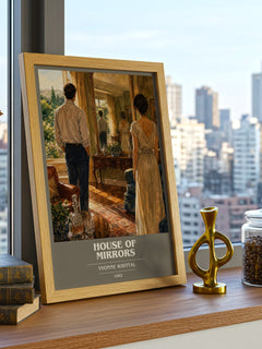 House of Mirrors book cover print framed by window – literary home decor