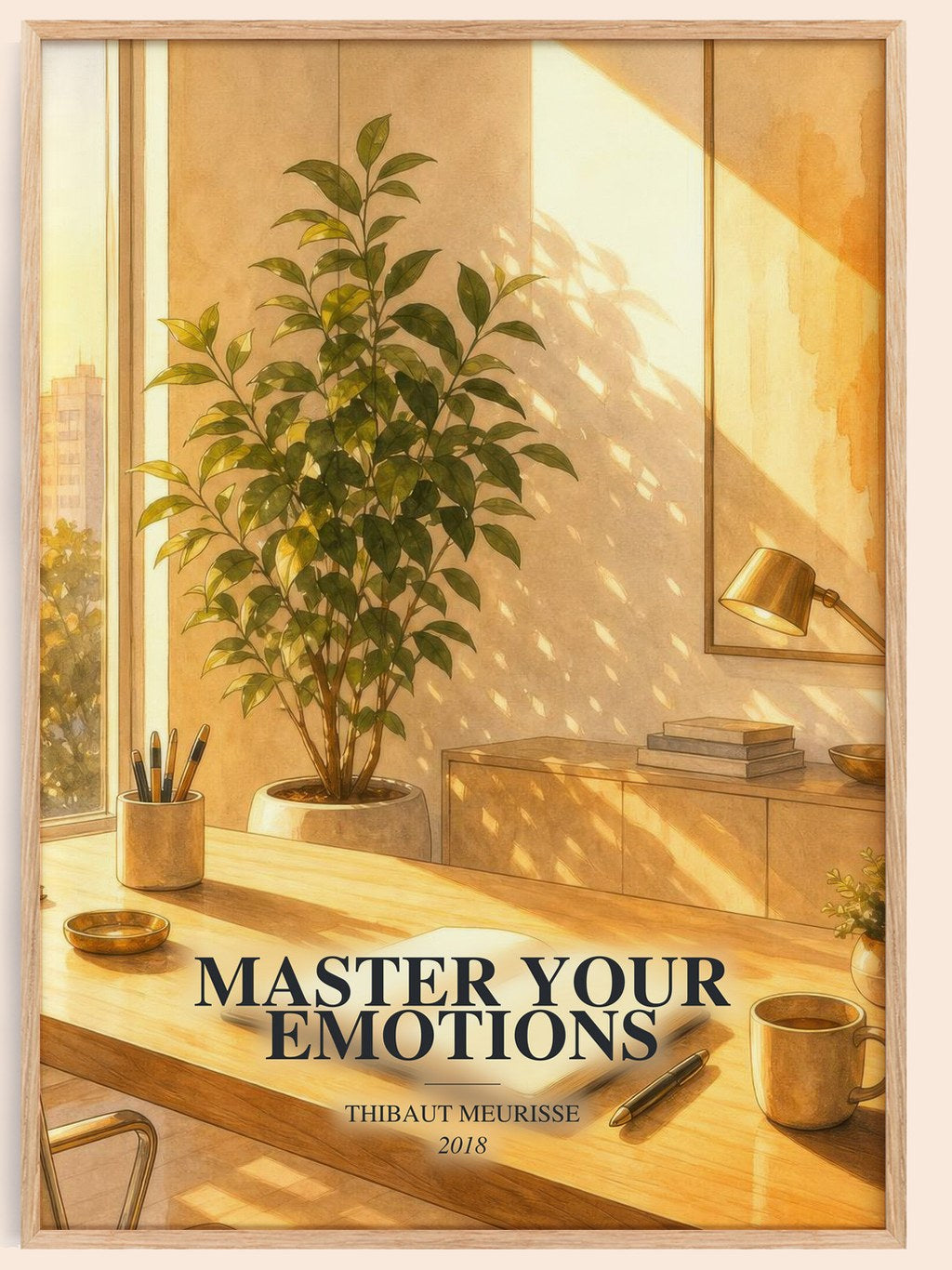 Master Your Emotions watercolour book poster by Thibaut Meurisse – framed literary art print
