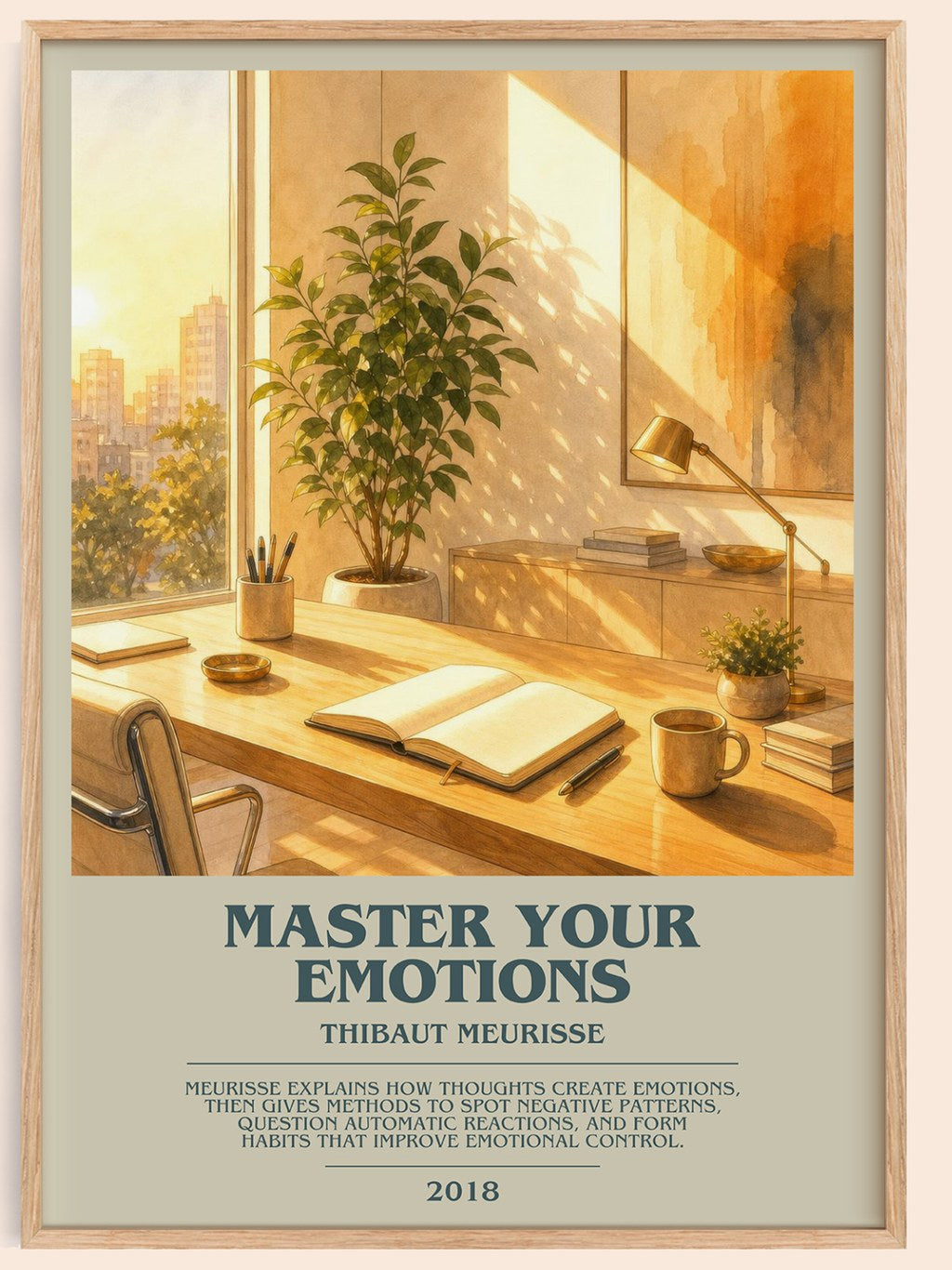 Master Your Emotions bookish book poster by Thibaut Meurisse – framed literary art print