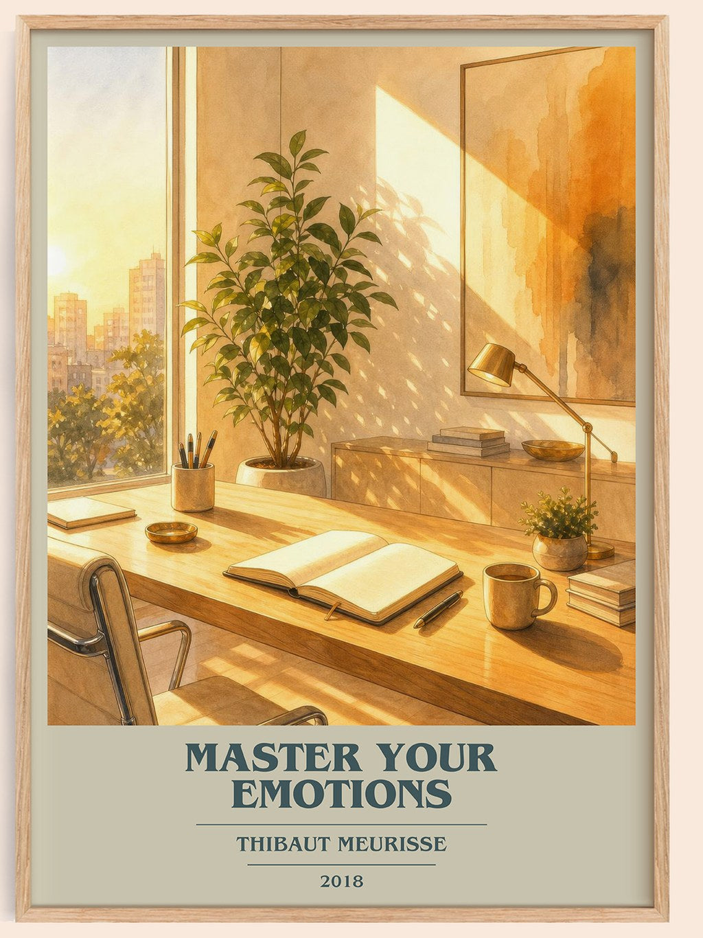 Master Your Emotions book cover book poster by Thibaut Meurisse – framed literary art print