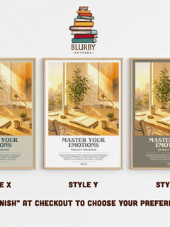 Master Your Emotions bookish print in frame leaning in hallway – non fiction wall art