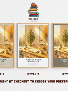 Master Your Emotions book cover print in frame leaning in hallway – non fiction wall art