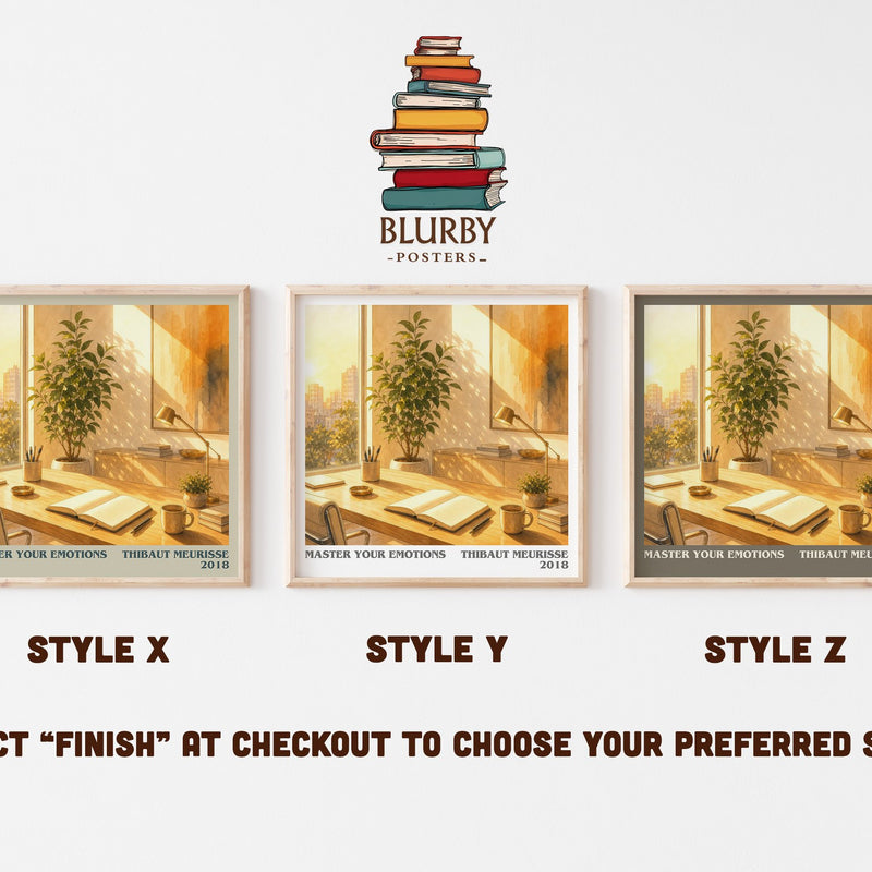 Master Your Emotions literary print in frame leaning in hallway – non fiction wall art