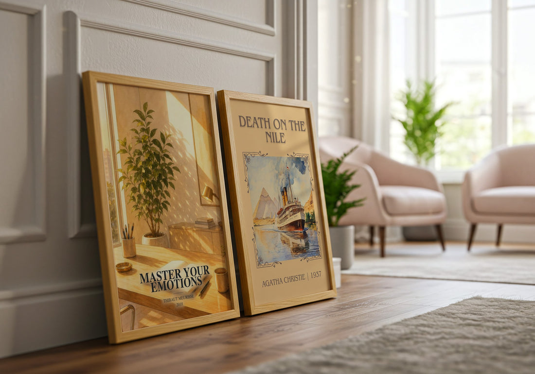 Master Your Emotions watercolour print framed by window – literary home decor