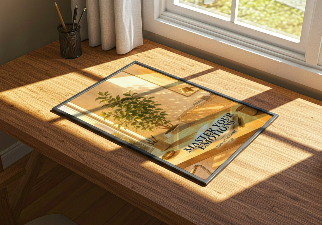 Master Your Emotions watercolour book poster framed on wall – non fiction wall art