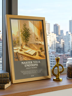 Master Your Emotions bookish print framed by window – literary home decor