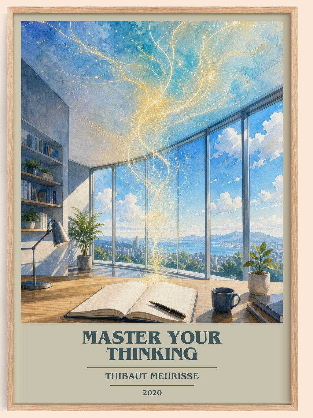 Master Your Thinking book cover book poster by Thibaut Meurisse – framed literary art print