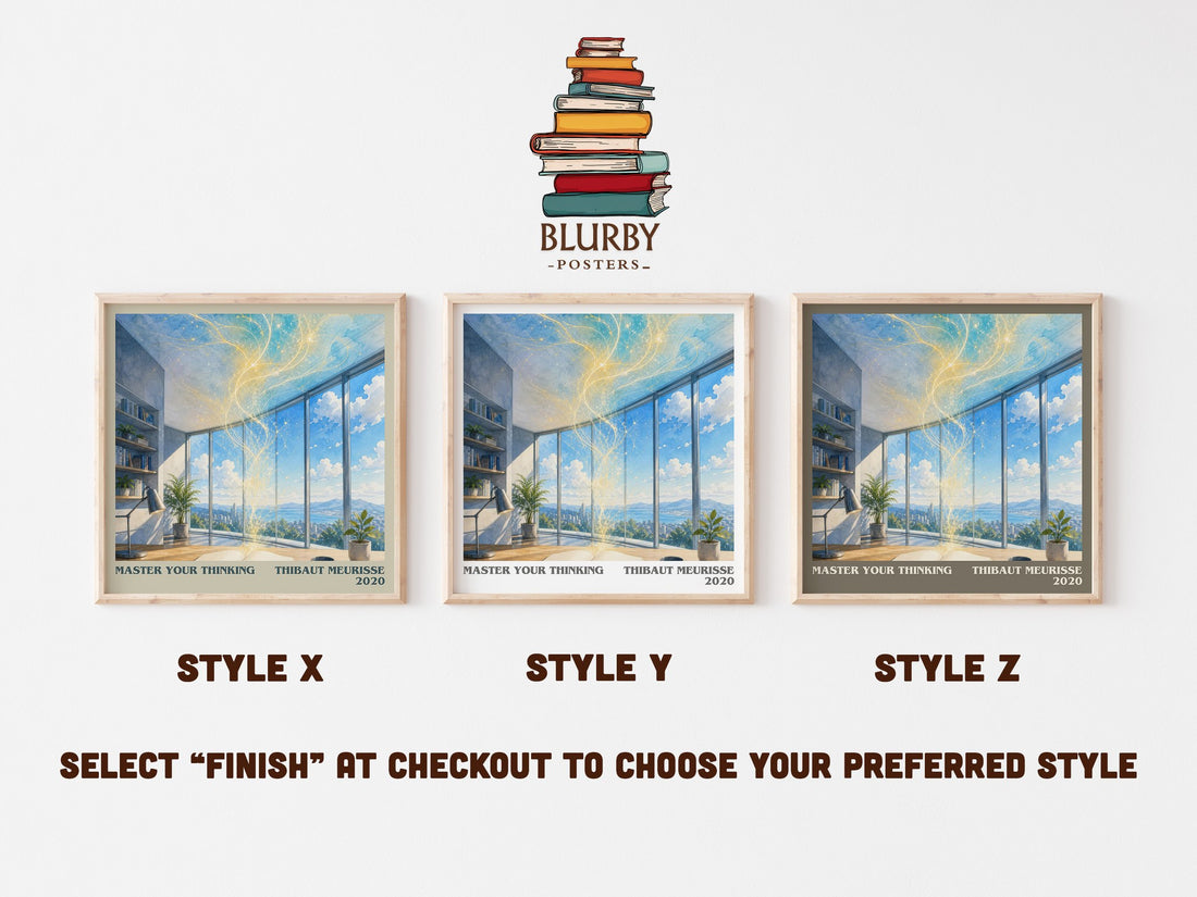 Master Your Thinking literary print in frame leaning in hallway – non fiction wall art (mockup)
