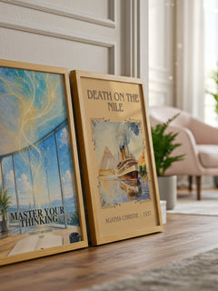 Master Your Thinking watercolour print framed by window – literary home decor