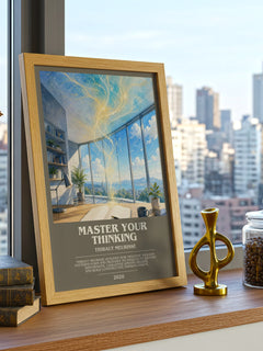 Master Your Thinking bookish print framed by window – literary home decor