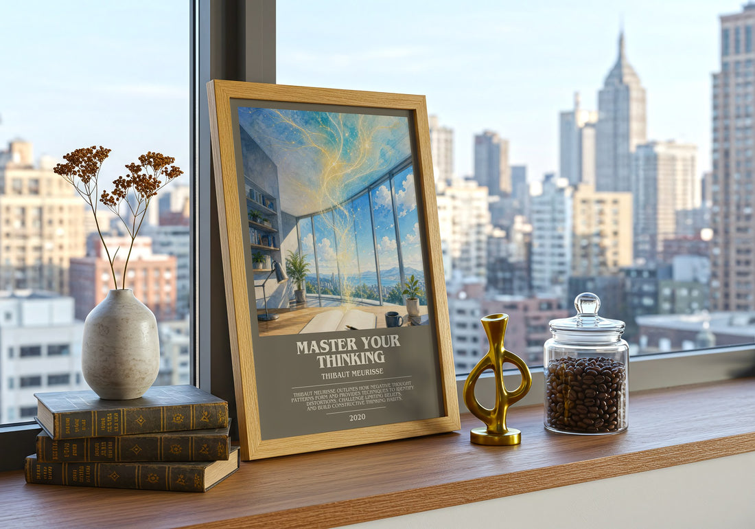 Master Your Thinking bookish print framed by window – literary home decor