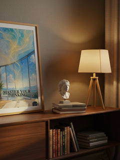 Master Your Thinking watercolour print on bookshelf – Thibaut Meurisse fan gift